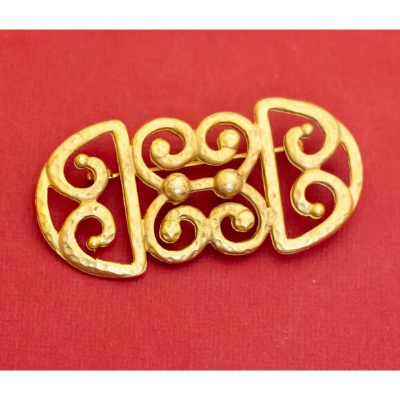 Vintage Geometric Abstract Gold Tone Elegant Brooch - F2 - Picture 1 of 2
